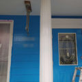 玄関柱　フッ素塗装完了