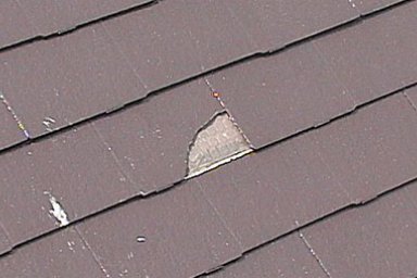 隣家の瓦が飛来し、瓦・外壁に被害を受けた