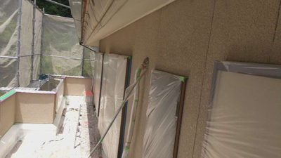 【スタッコ壁】２Ｆ下塗り完了