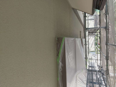 【スタッコ壁】1Ｆ　中塗り完了