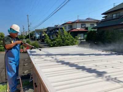 【倉庫屋根】洗浄