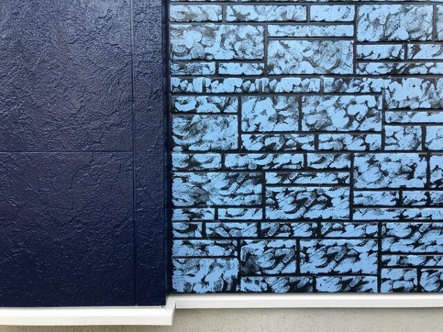 外壁サイディング<br />
（パターン塗装完了）<br />
<br />
部分的に個性的なパターン塗装を行いました。