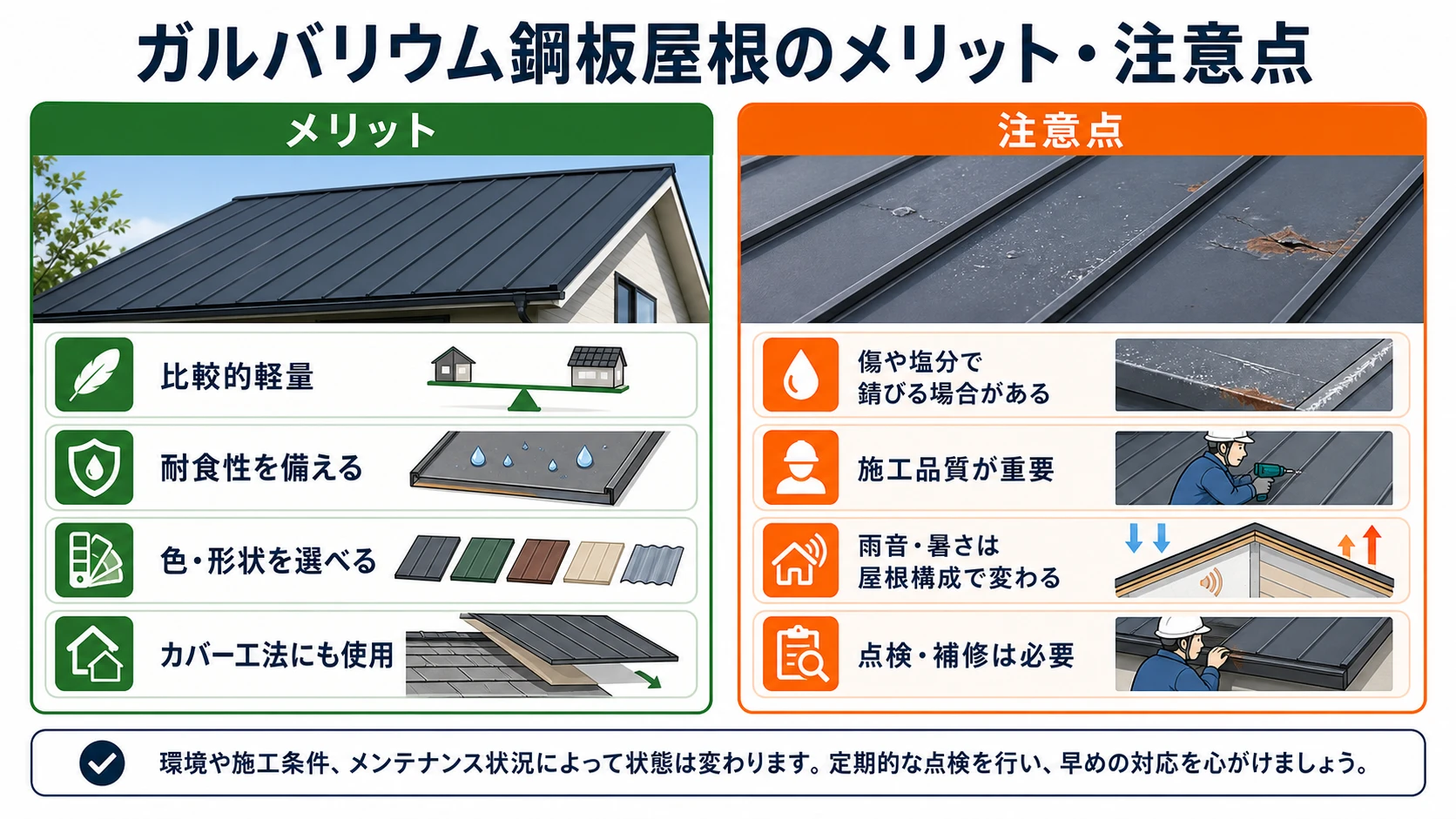 ガルバリウム鋼板屋根のメリット注意点