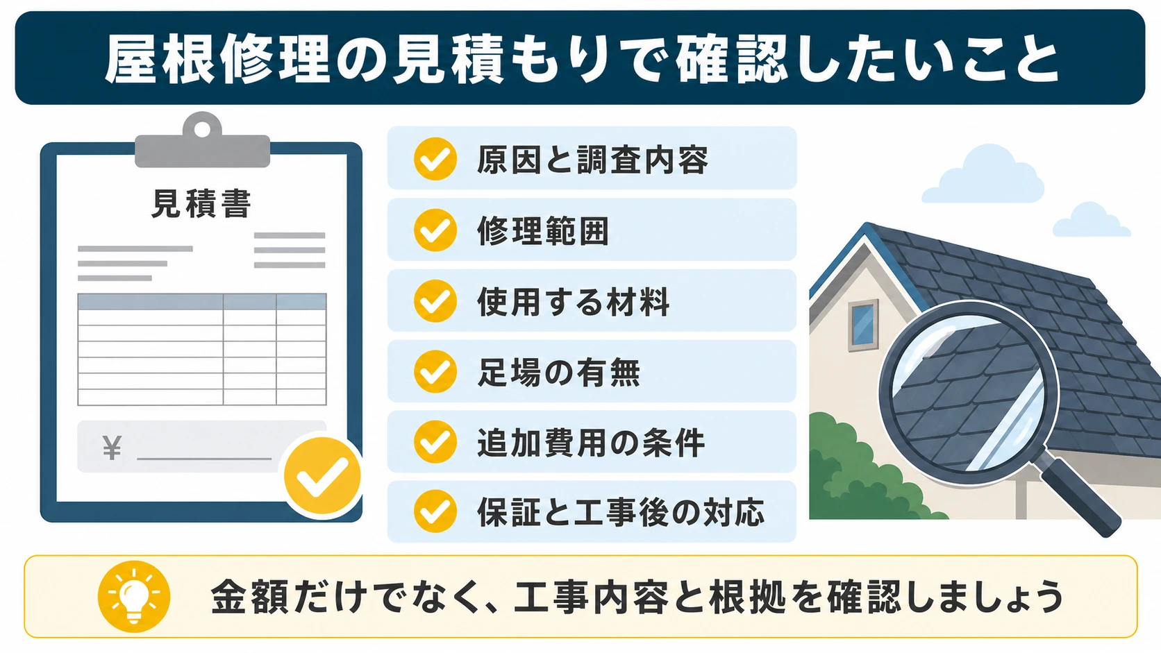 屋根修理の見積もりで確認したいこと