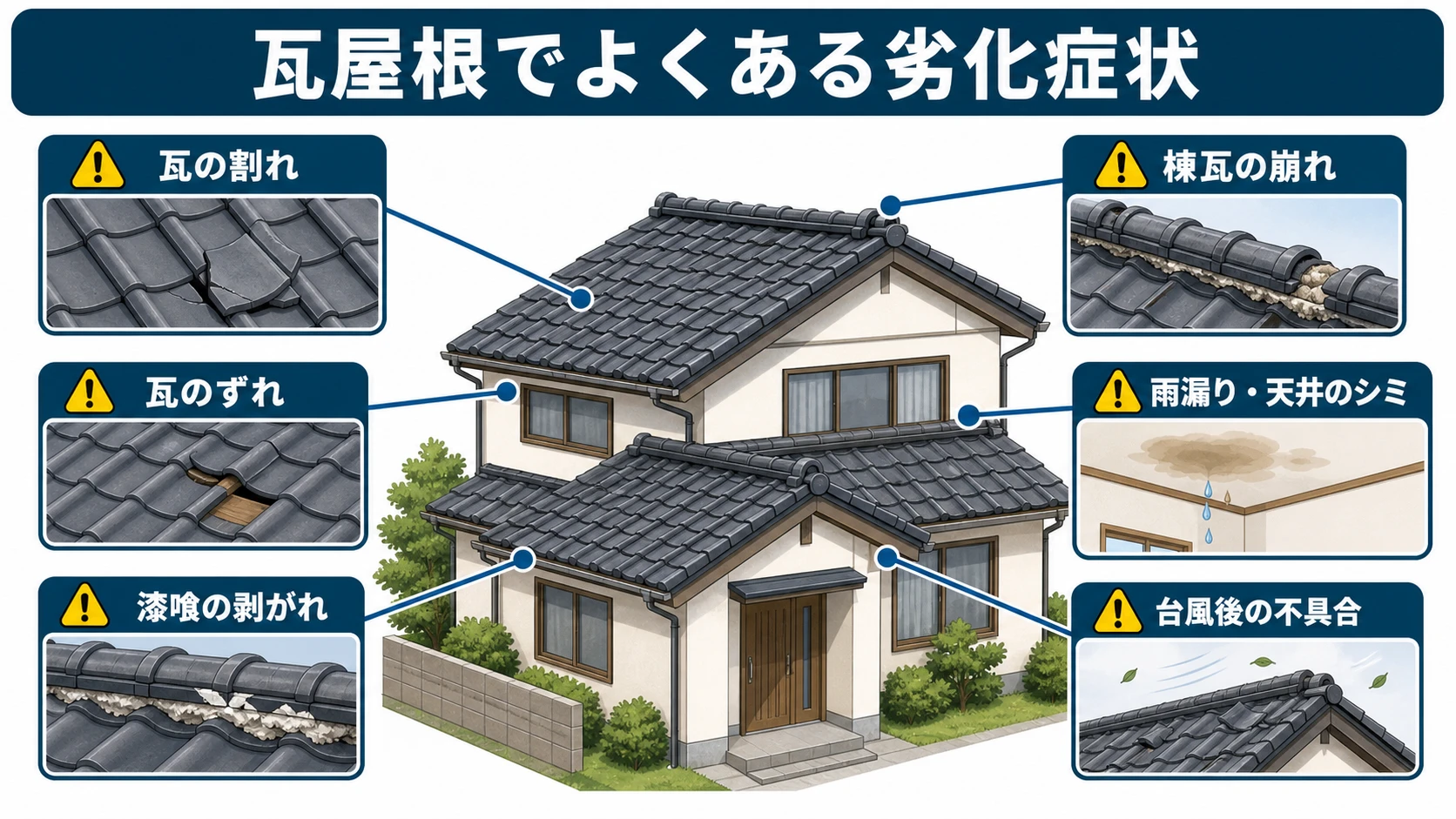 瓦屋根でよくある劣化症状