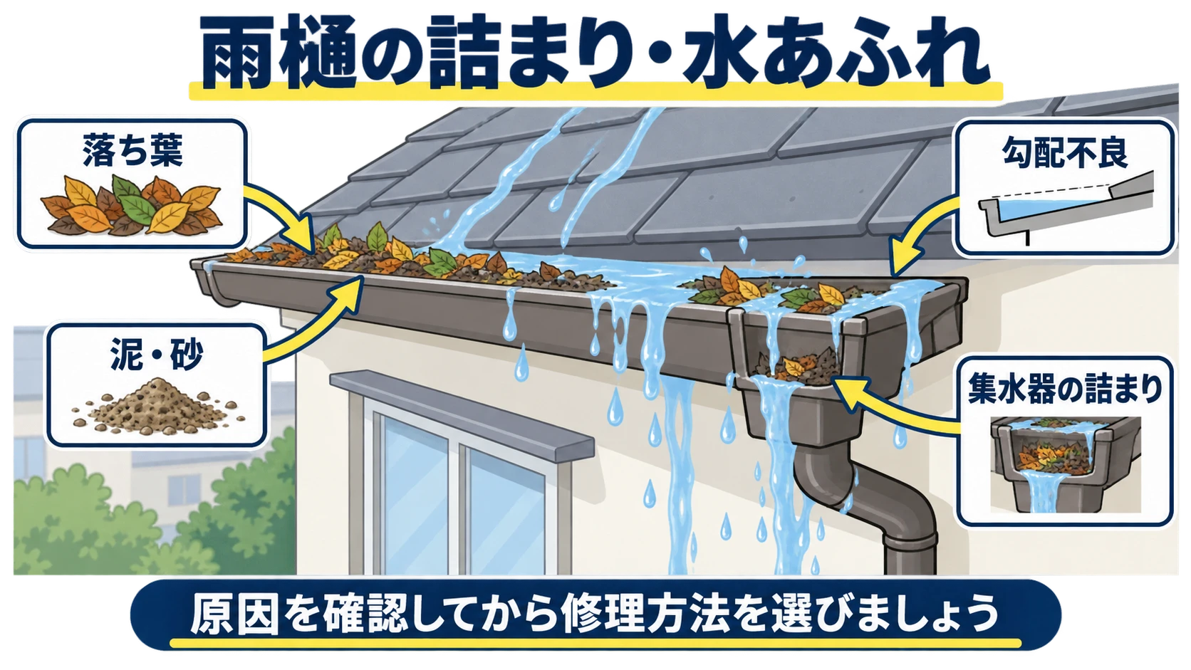 雨樋の詰まり・水あふれ