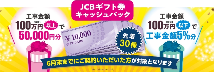 外装リフォーム キャッシュバック実施中！最大5万円のJCBギフト券がもらえるありがとう企画（掛川スズキ塗装）