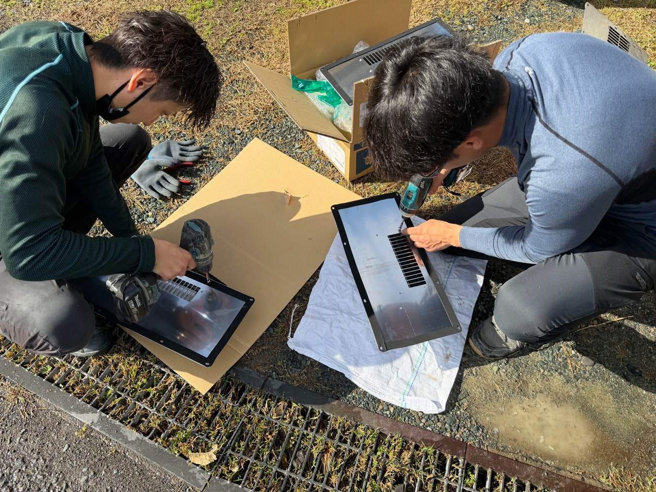床下換気扇交換 作業中