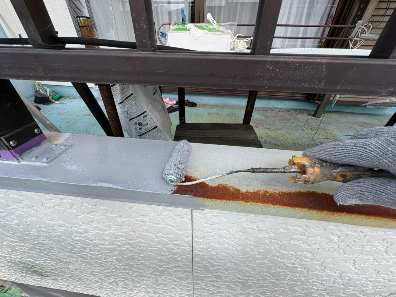 ベランダ笠木塗装