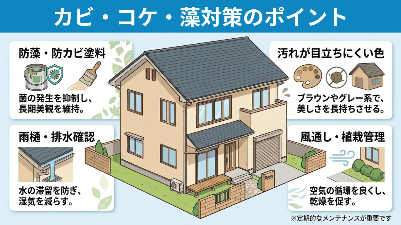 カビ・コケ・藻対策のポイント
